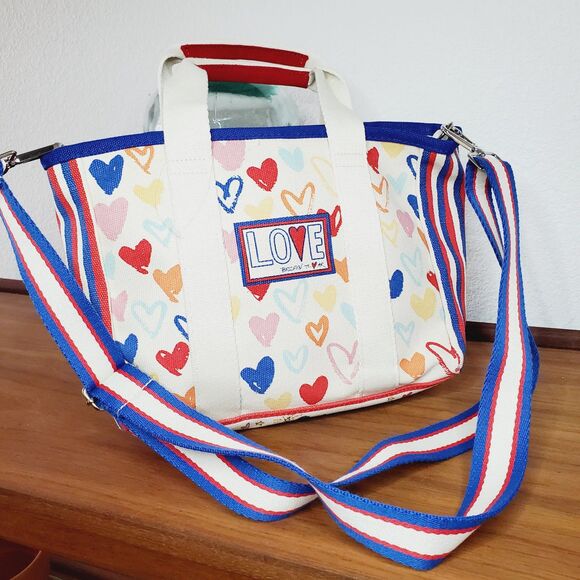 Brighton Red White And You Mini Tote Bag Womens Heart Purse Canvas Crossbody - Picture 9 of 9